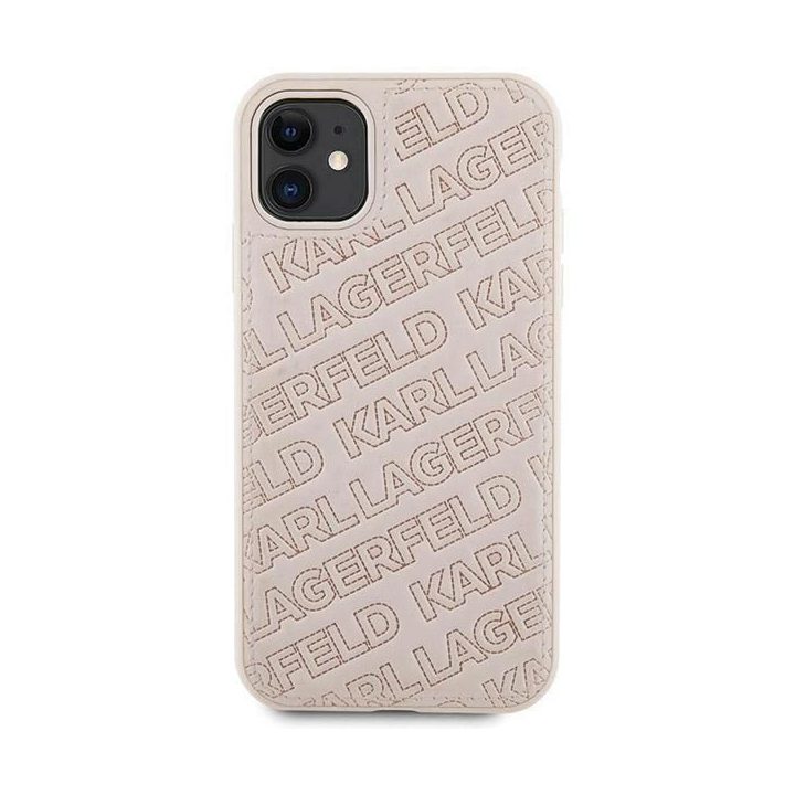 iPhone 11 / Xr - rožinis Karl Lagerfeld dygsniuotas K modelio dėklas