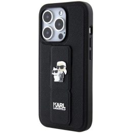 iPhone 13 Pro / 13 - juodas Karl Lagerfeld Gripstand Saffiano Karl&Choupette Pins dėklas