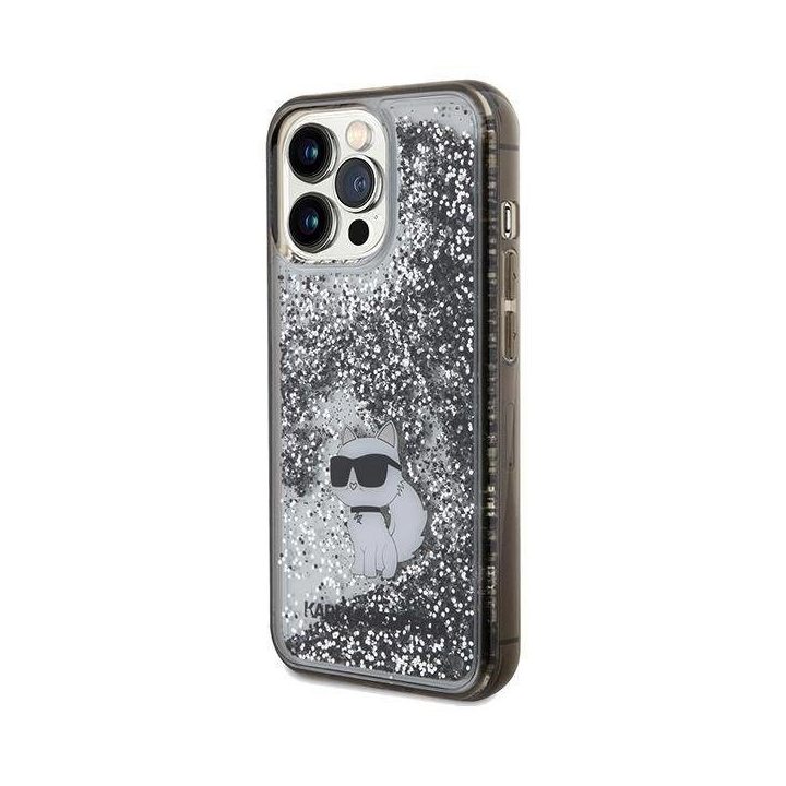 iPhone 13 Pro / 13 - skaidrus Karl Lagerfeld Liquid Glitter Choupette dėklas