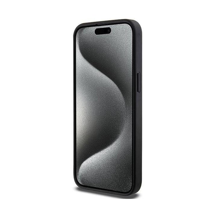 iPhone 13 Pro Max - juodas Karl Lagerfeld Gripstand Saffiano Choupette Pins dėklas