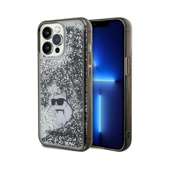 iPhone 13 Pro Max - skaidrus Karl Lagerfeld Liquid Glitter Choupette dėklas