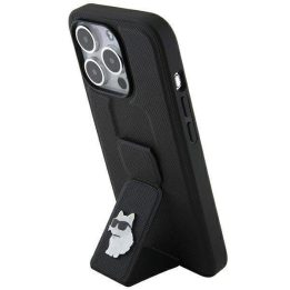 iPhone 14 Pro - juodas Karl Lagerfeld Gripstand Saffiano Choupette Pins dėklas