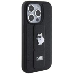 iPhone 14 Pro Max - juodas Karl Lagerfeld Gripstand Saffiano Choupette Pins dėklas
