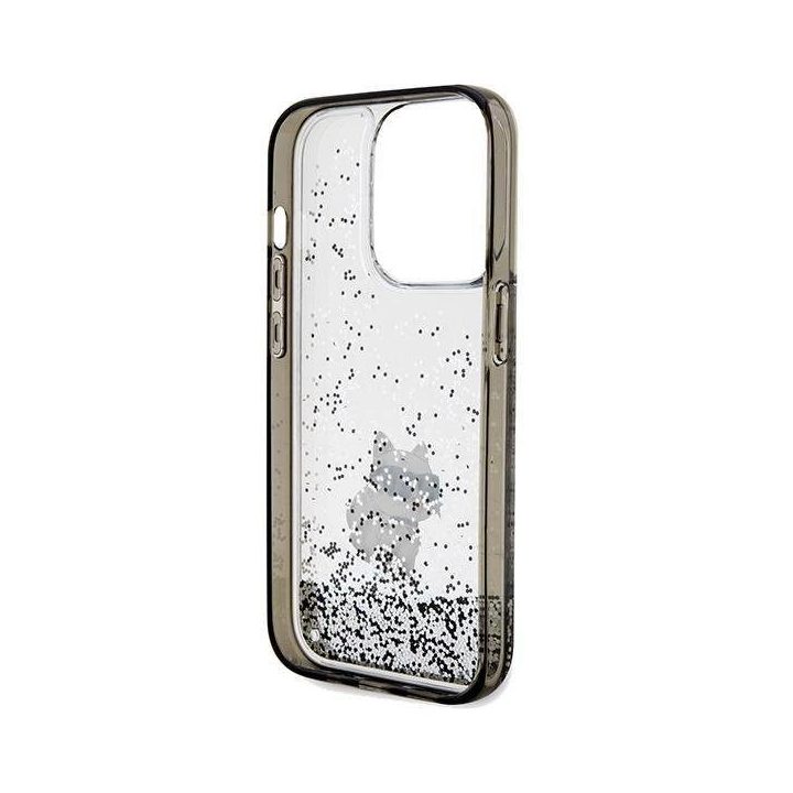 iPhone 14 Pro Max - skaidrus Karl Lagerfeld Liquid Glitter Choupette dėklas