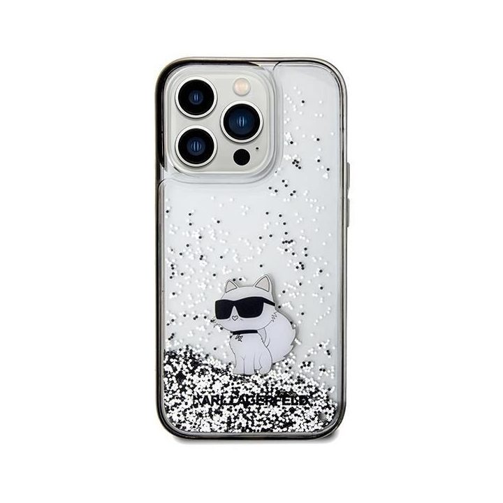 iPhone 14 Pro Max - skaidrus Karl Lagerfeld Liquid Glitter Choupette dėklas