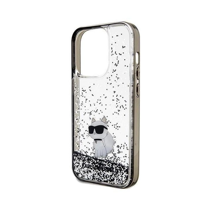 iPhone 14 Pro Max - skaidrus Karl Lagerfeld Liquid Glitter Choupette dėklas
