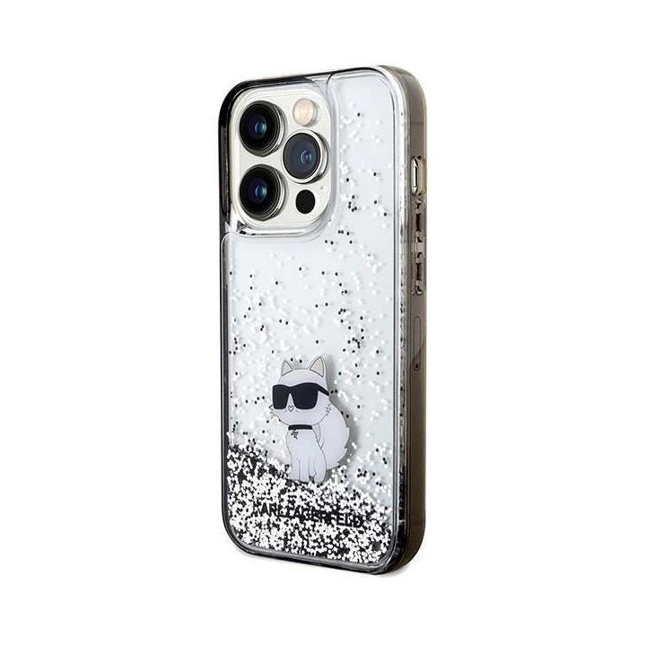 iPhone 14 Pro Max - skaidrus Karl Lagerfeld Liquid Glitter Choupette dėklas