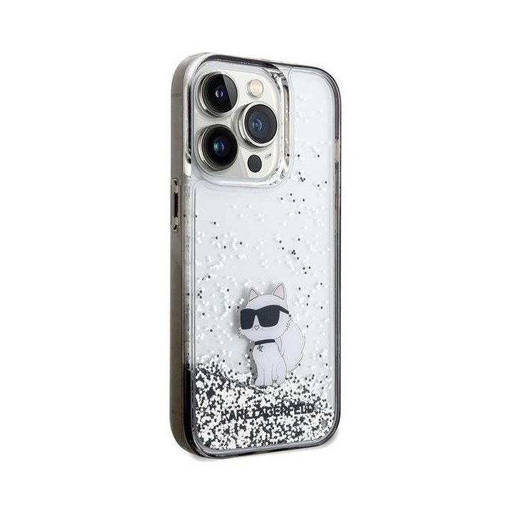 iPhone 14 Pro Max - skaidrus Karl Lagerfeld Liquid Glitter Choupette dėklas