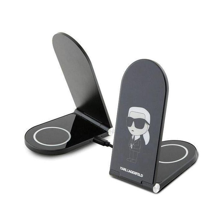 Karl Lagerfeld Ikonik MagSafe 15 W indukcinis įkroviklis, sulankstomas 2in1 - juodas