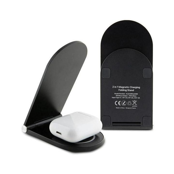 Karl Lagerfeld Ikonik MagSafe 15 W indukcinis įkroviklis, sulankstomas 2in1 - juodas
