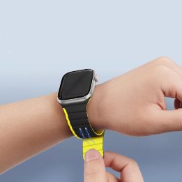 Magnetinis Apple Watch SE , 9, 8, 7, 6, 5, 4, 3, 2, 1 (41, 40, 38 mm) dirželis (LD versija) - juodai geltonas