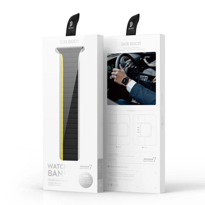 Magnetinis Apple Watch SE , 9, 8, 7, 6, 5, 4, 3, 2, 1 (41, 40, 38 mm) dirželis (LD versija) - juodai geltonas