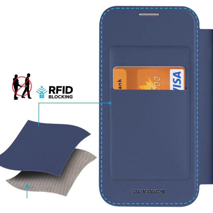 Skin X Pro dėklas Samsung S24+ su magnetiniu žiedu ir atvartu - mėlynas