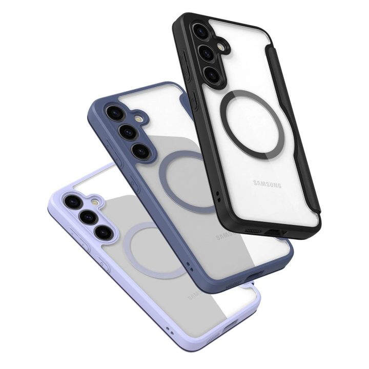 Skin X Pro dėklas Samsung S24+ su magnetiniu žiedu ir atvartu - mėlynas