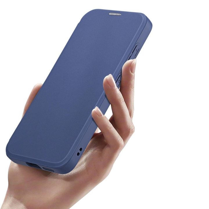Skin X Pro dėklas Samsung S24+ su magnetiniu žiedu ir atvartu - mėlynas