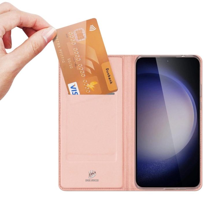 Skin Pro dėklas Samsung S24+ su atvartu - rožinis