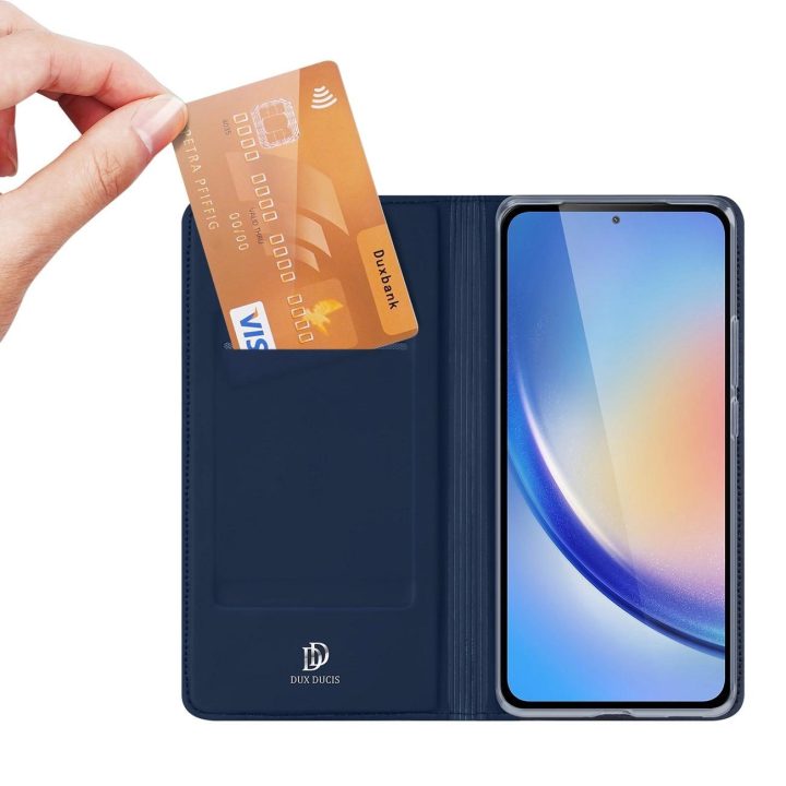 Skin Pro dėklas Samsung A35 5G su atvartu - mėlynas