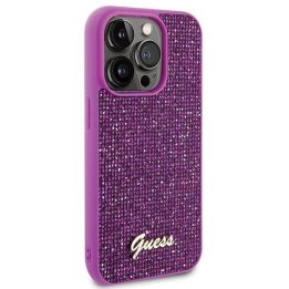 iPhone 15 Pro - rožinis Guess Disco Metal Script dėklas