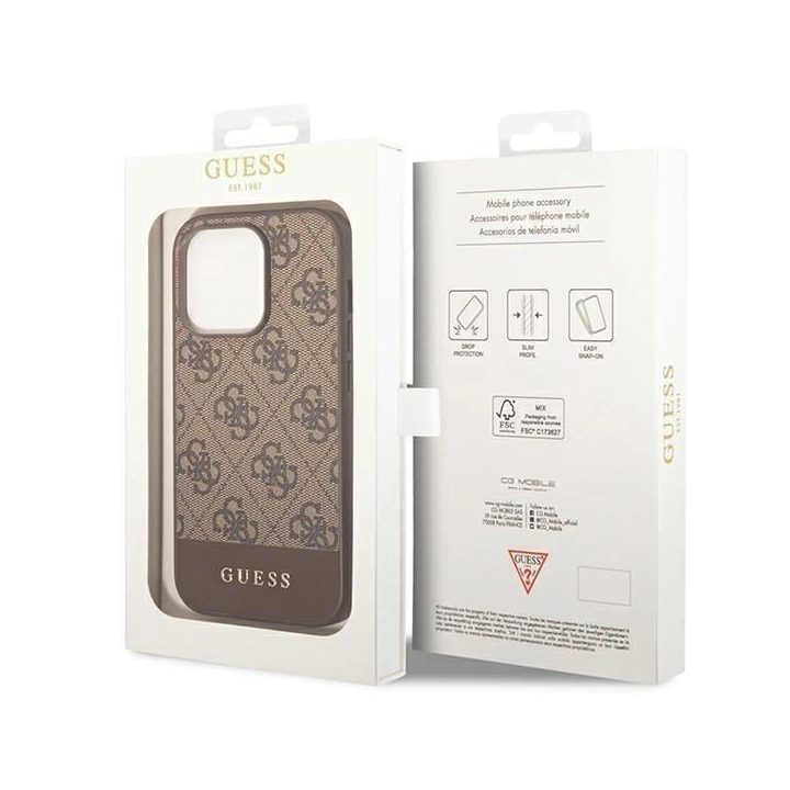 Guess GUHCP14LG4GLBR iPhone 14 Pro 6,1 brązowy/brown deklas 4G Stripe Collection