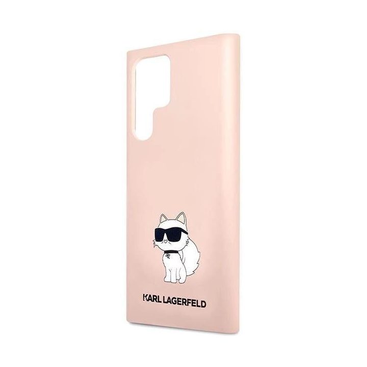 Karl Lagerfeld S23 Ultra S918 deklas rožinės/rožinės spalvos silikoninis dėklas Choupette