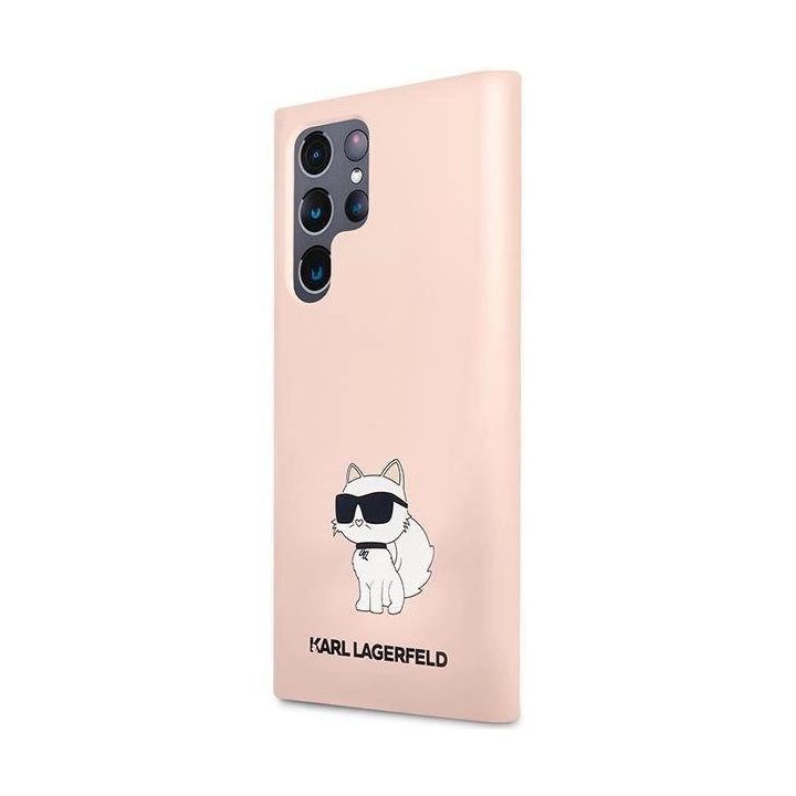 Karl Lagerfeld S23 Ultra S918 deklas rožinės/rožinės spalvos silikoninis dėklas Choupette
