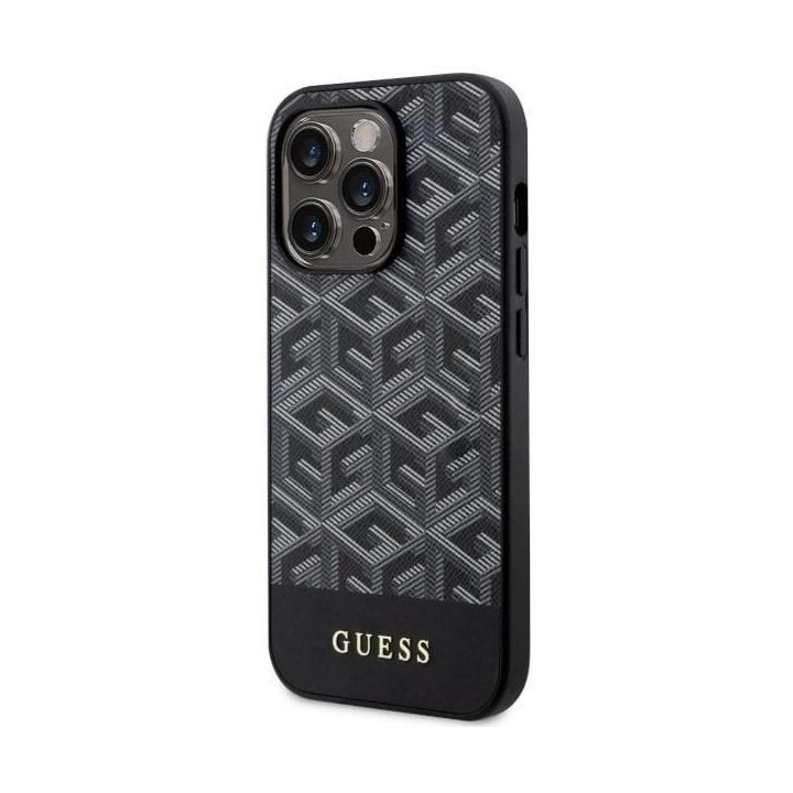 Guess iPhone 14 Pro Max 6,7 juodos/juodos spalvos deklas GCube Stripes MagSafe