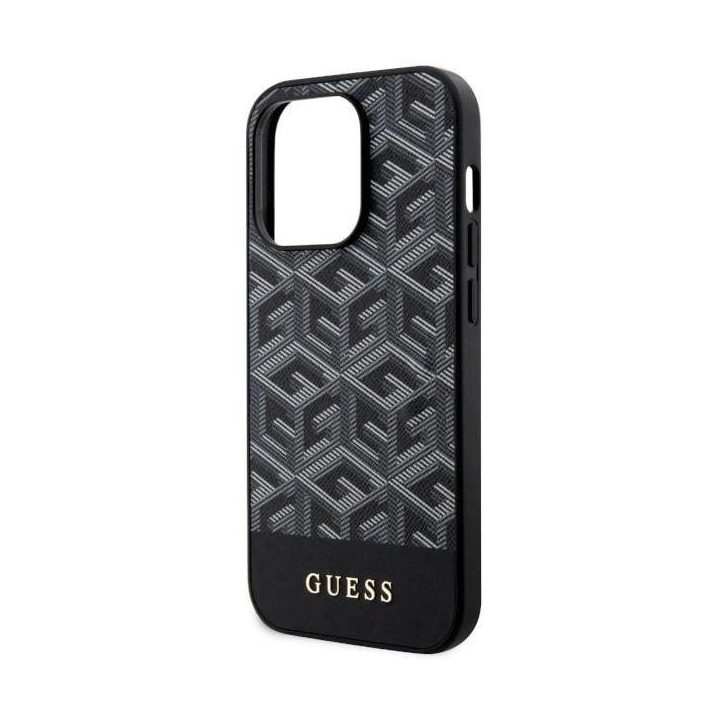 Guess iPhone 14 Pro Max 6,7 juodos/juodos spalvos deklas GCube Stripes MagSafe