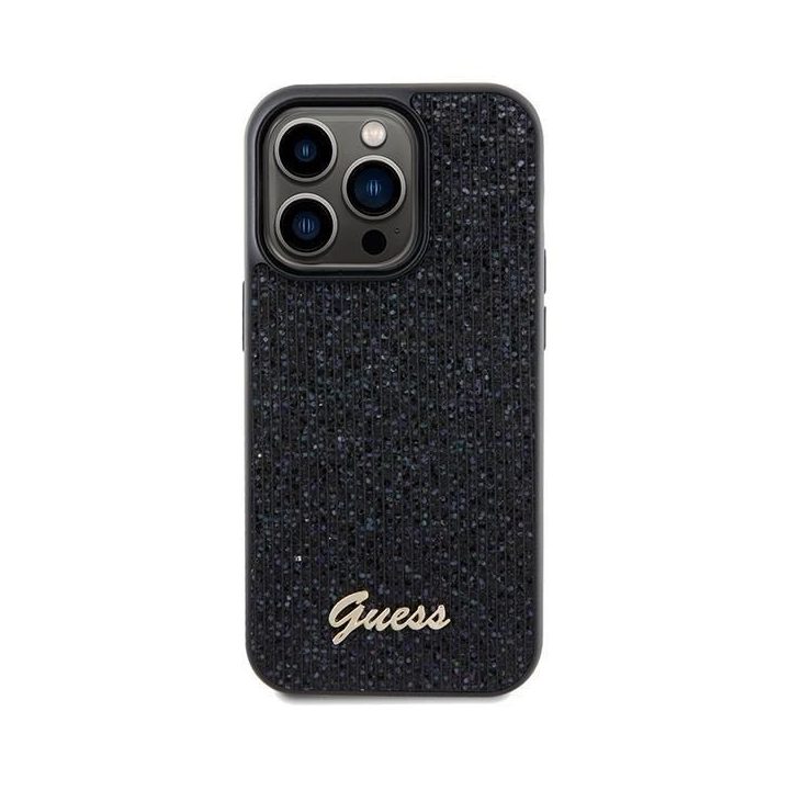 Guess Disco Metal Script dėklas iPhone 14 Pro Max - juodas