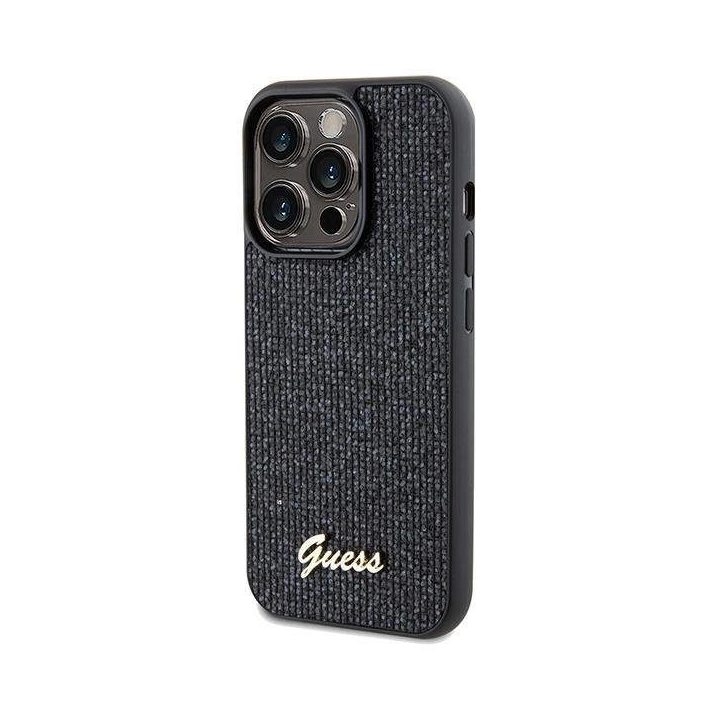 Guess Disco Metal Script dėklas iPhone 14 Pro Max - juodas