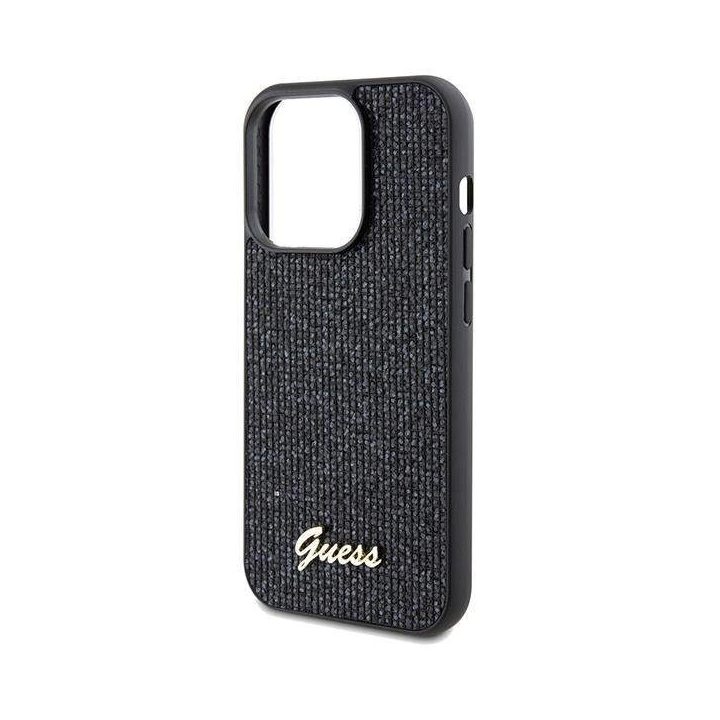 Guess Disco Metal Script dėklas iPhone 14 Pro Max - juodas