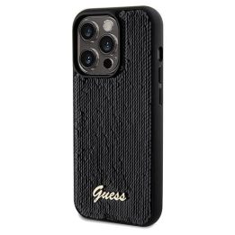 Guess Sequin Script Metalinis dėklas iPhone 14 Pro Max - juodas