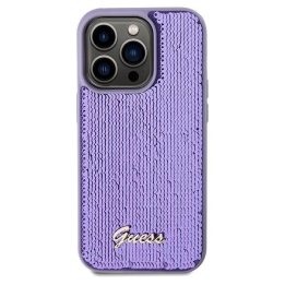 Guess Sequin Script Metalinis dėklas iPhone 14 Pro Max - violetinis