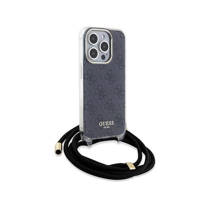 Guess Crossbody Cord 4G Print dėklas iPhone 15 Pro - juodas