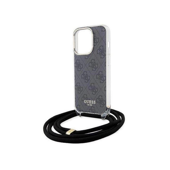 Guess Crossbody Cord 4G Print dėklas iPhone 15 Pro - juodas