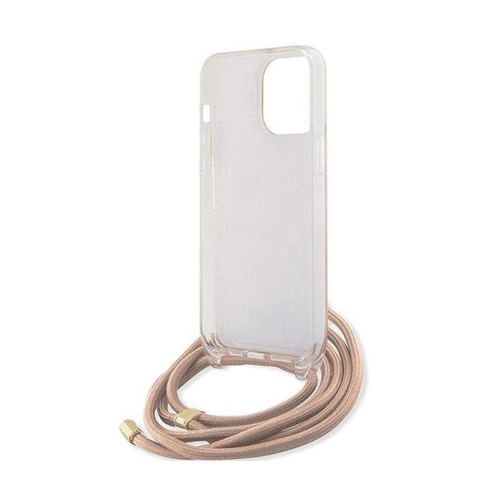 Guess Crossbody Cord 4G Print dėklas iPhone 15 Pro - rožinis