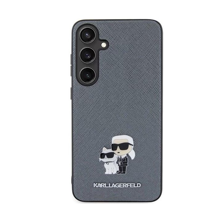 Karl Lagerfeld S24+ S926 deklas pilka/pilka Saffiano Karl & Choupette Metalinis smeigtukas