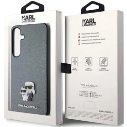 Karl Lagerfeld S24 S921 deklas pilka/pilka Saffiano Karl & Choupette Metalinis smeigtukas