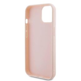 Karl Lagerfeld 3D guminis blizgantis dėklas su logotipu iPhone 15 Plus - rožinis