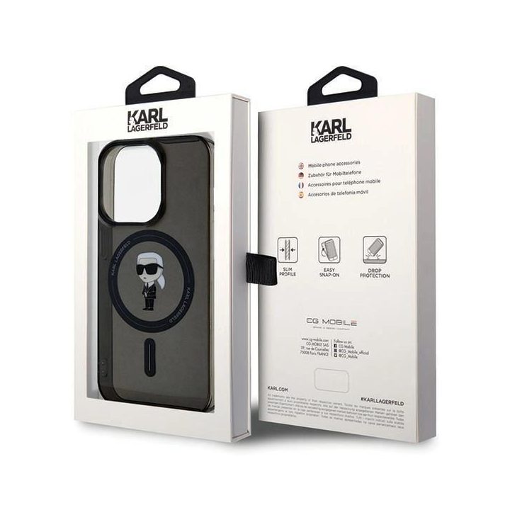 Karl Lagerfeld IML Ikonik MagSafe dėklas iPhone 15 Pro - juodas