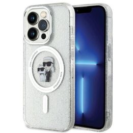 Karl Lagerfeld Karl&Choupette Glitter MagSafe dėklas iPhone 15 Pro - skaidrus