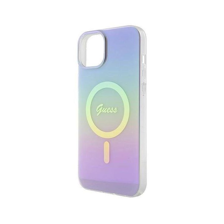 Guess iPhone 15 6,1 violetinės/violetinės spalvos deklas IML Iridescent MagSafe