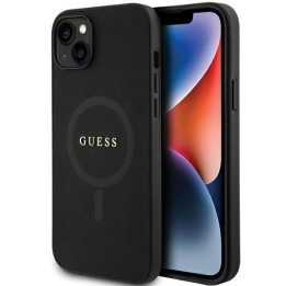 Guess iPhone 15 Plus 6,7 juodos/juodos spalvos deklas Saffiano MagSafe