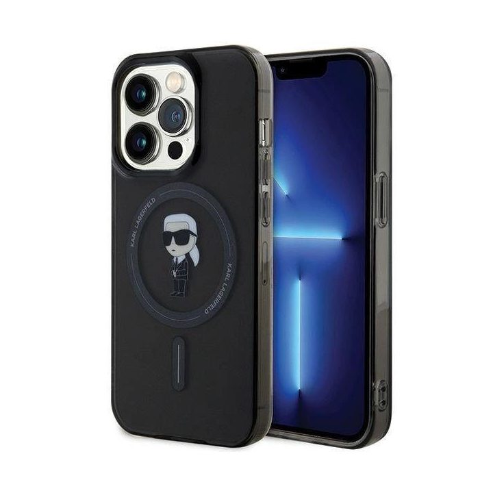 Karl Lagerfeld iPhone 15 Pro Max 6,7 juodos/juodos spalvos deklas IML Ikonik MagSafe
