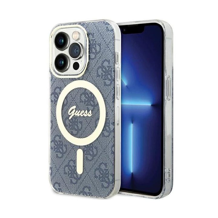 Guess IML 4G MagSafe dėklas iPhone 15 Pro - mėlynas