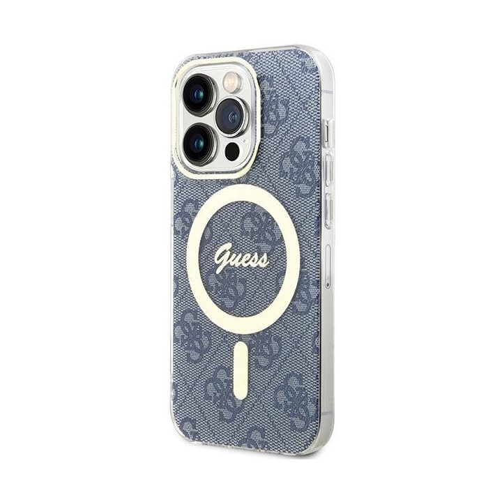 Guess IML 4G MagSafe dėklas iPhone 15 Pro - mėlynas