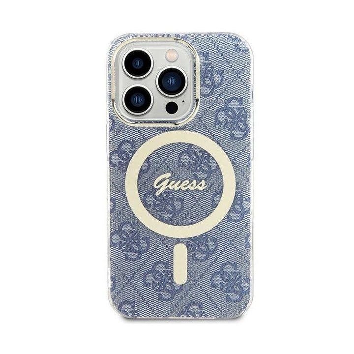 Guess IML 4G MagSafe dėklas iPhone 15 Pro - mėlynas