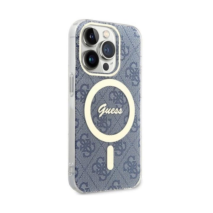 Guess IML 4G MagSafe dėklas iPhone 15 Pro - mėlynas