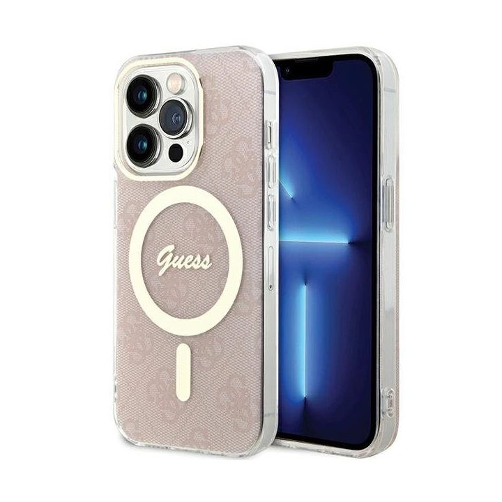 Guess IML 4G MagSafe dėklas iPhone 15 Pro - rožinis