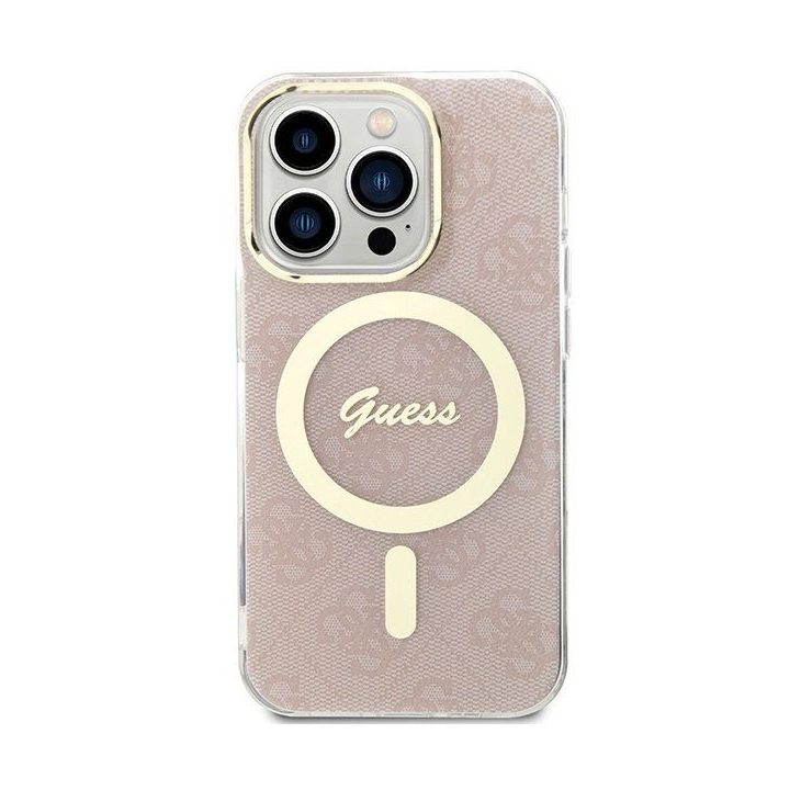 Guess IML 4G MagSafe dėklas iPhone 15 Pro - rožinis
