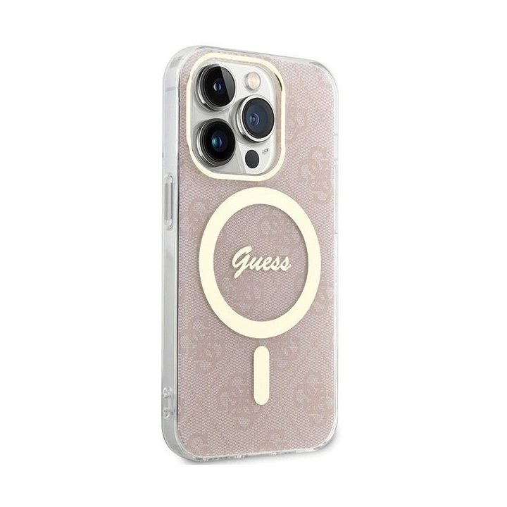 Guess IML 4G MagSafe dėklas iPhone 15 Pro - rožinis